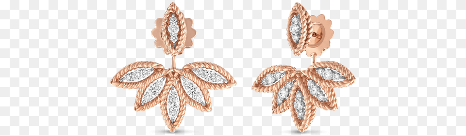 Diamond Stud Earrings With Fan Jacket U0026ndash 18k Rose Gold Earring Roberto Coin, Accessories, Jewelry, Cross, Symbol Free Png
