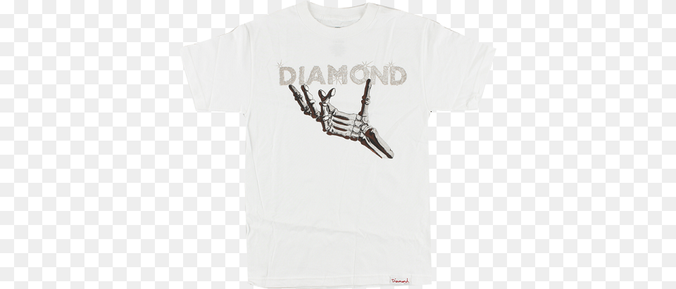 Diamond Supply Co Skeleton Hand Logo Diamond Supply Co Mens White T Shirt, Clothing, T-shirt, Blade, Dagger Free Png