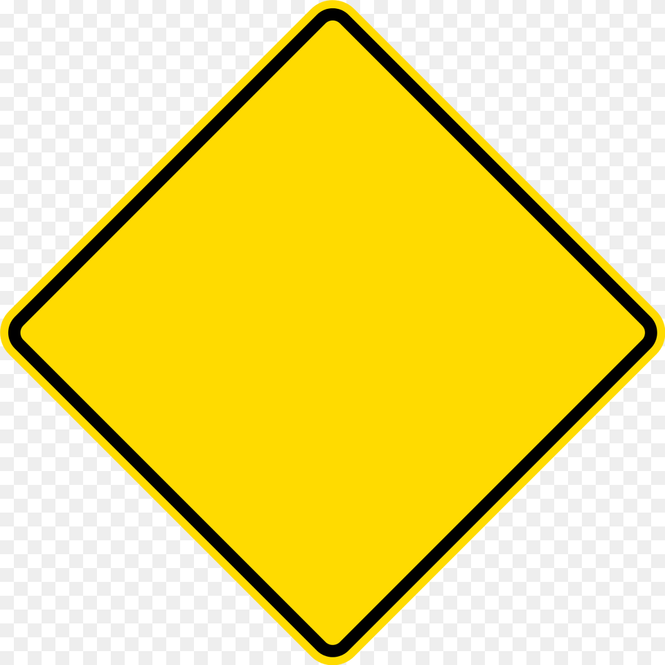 Diamond Warning Sign Blank Yellow Diamond Road Sign, Road Sign, Symbol, Blackboard Free Png