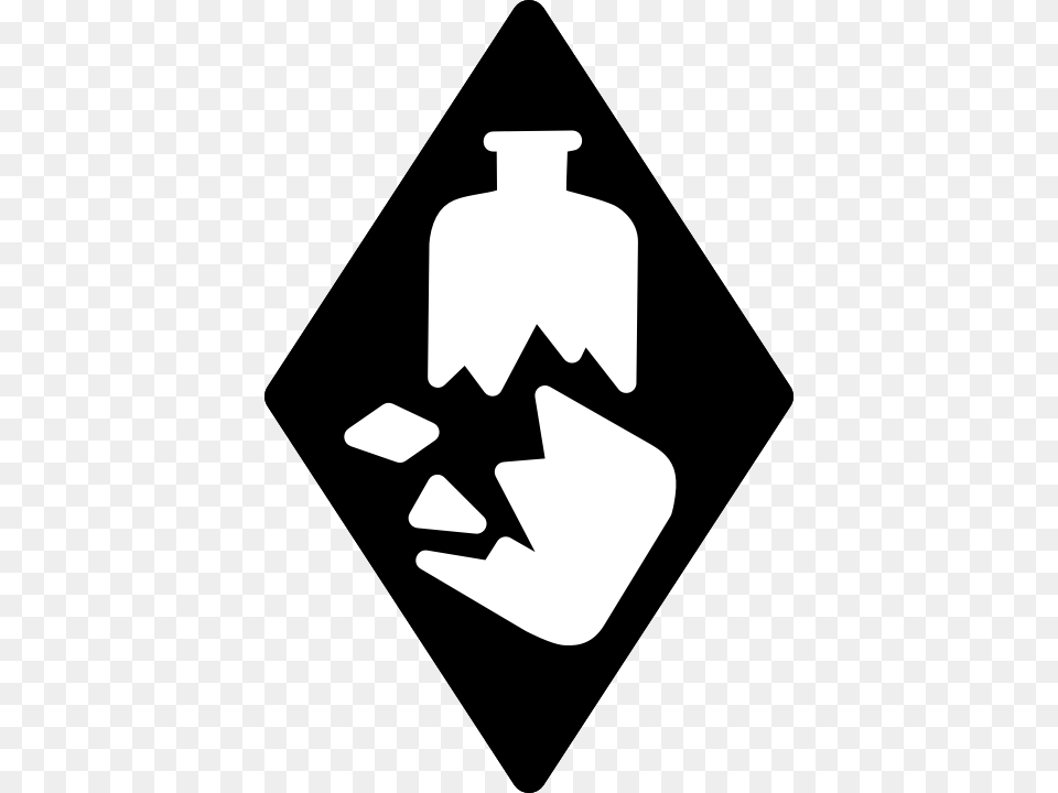 Diamond With Broken Bottle, Symbol, Sign, Ammunition, Grenade Png Image