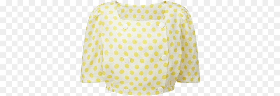Diana Yellow Polka Dot Linen Top Long Sleeve, Blouse, Clothing, Pattern, Diaper Png Image