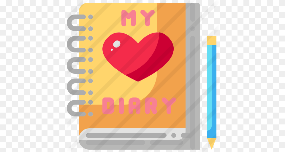 Diary Love And Romance Icons Horizontal, Dynamite, Weapon, Pencil Free Transparent Png