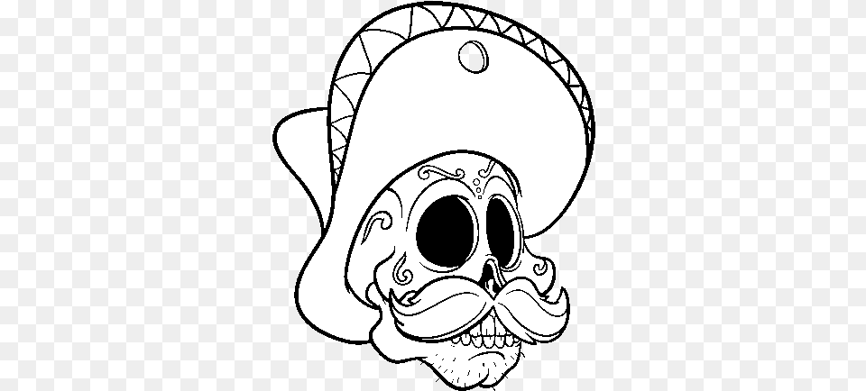 Dibujo De Calavera Mejicana Con Bigote Para Colorear Calaveras Para Colorear Con Bigote, Clothing, Hat, Person, Pirate Free Transparent Png