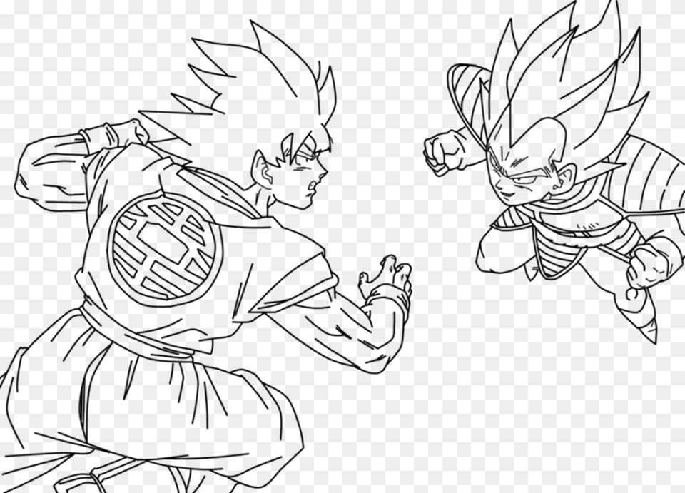 Dibujo De Goku Kakarotto Peleando Cont Dibujos Para Colorear De Goku Y Vegeta, Lighting, Firearm, Gun, Rifle Png