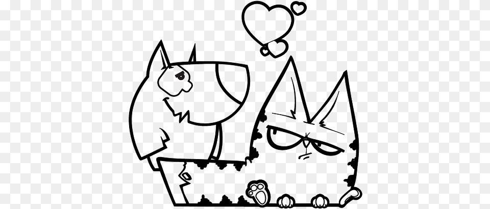 Dibujo De Perro Y Gato Enamorados Para Colorear Dibujo Perro Y Gato, Gray Free Png Download