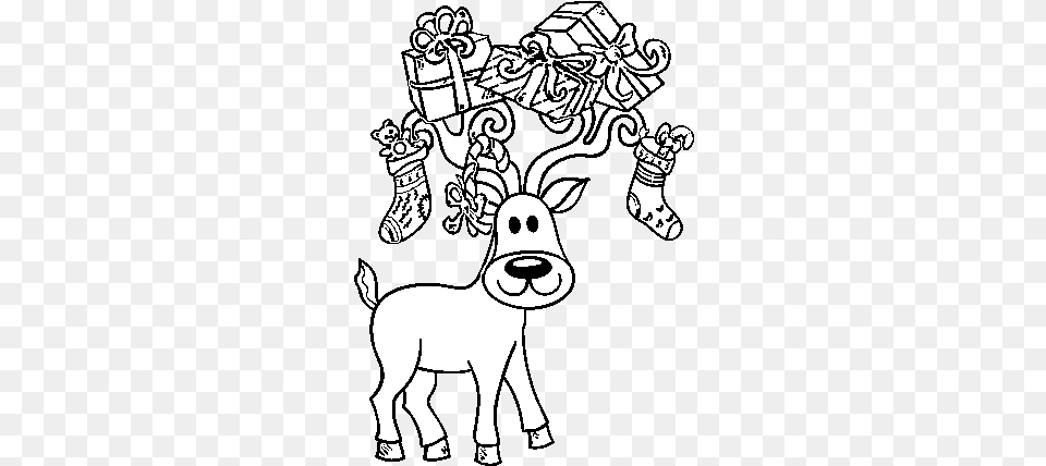 Dibujo De Reno Con Regalos De Navidad Para Colorear Desenhos Renas De Natal, Stencil, Art, Baby, Person Png