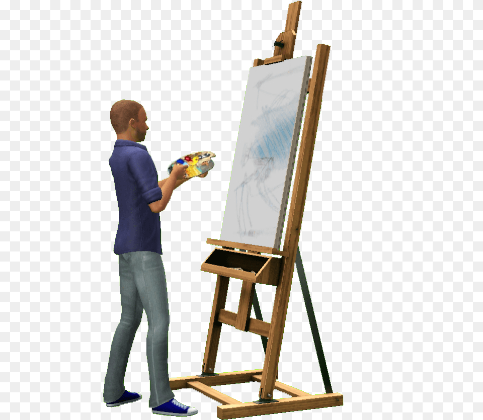 Dibujo De Un Hombre Pintando Un Cuadro, Canvas, Adult, Person, Man Free Png