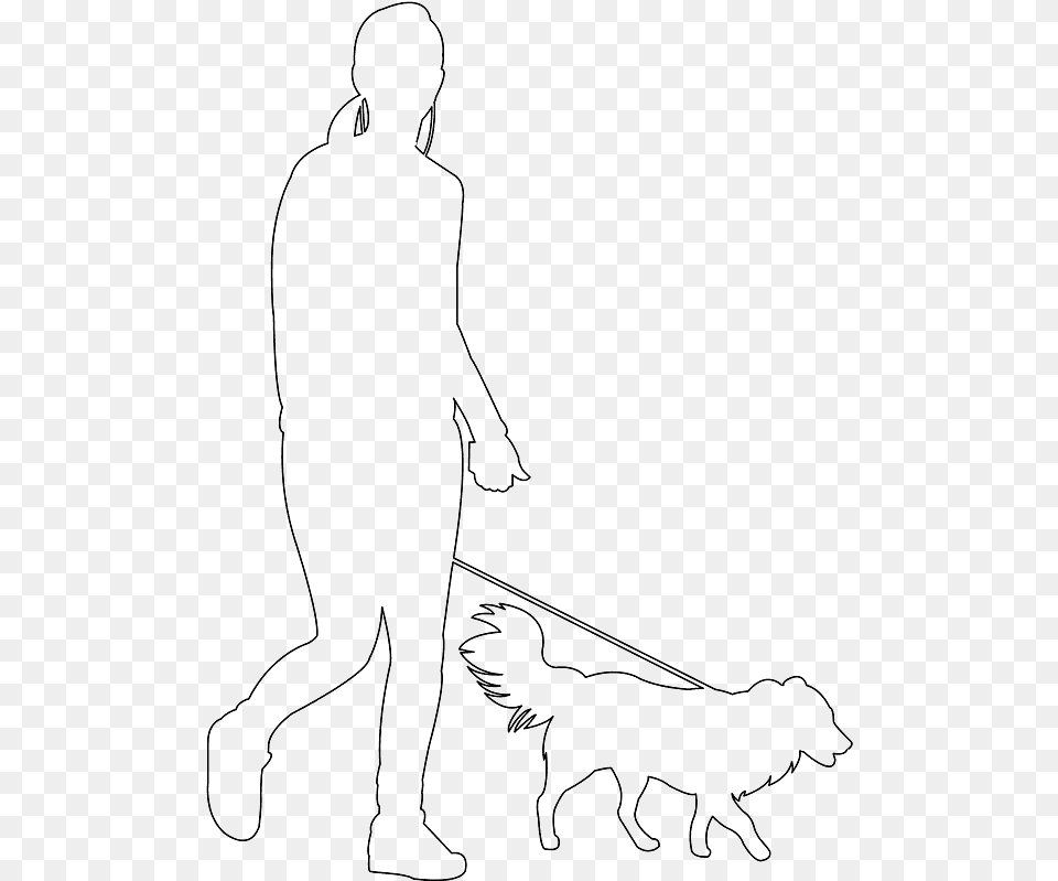 Dibujo Mujeres Paseando Perros Silueta, Gray Png Image
