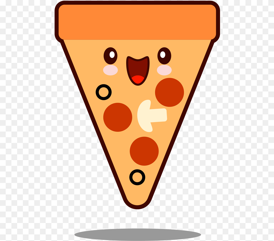 Dibujo Pizza Kawaii Drawn Kawaii Pizza, Triangle, Cone, Face, Head Png