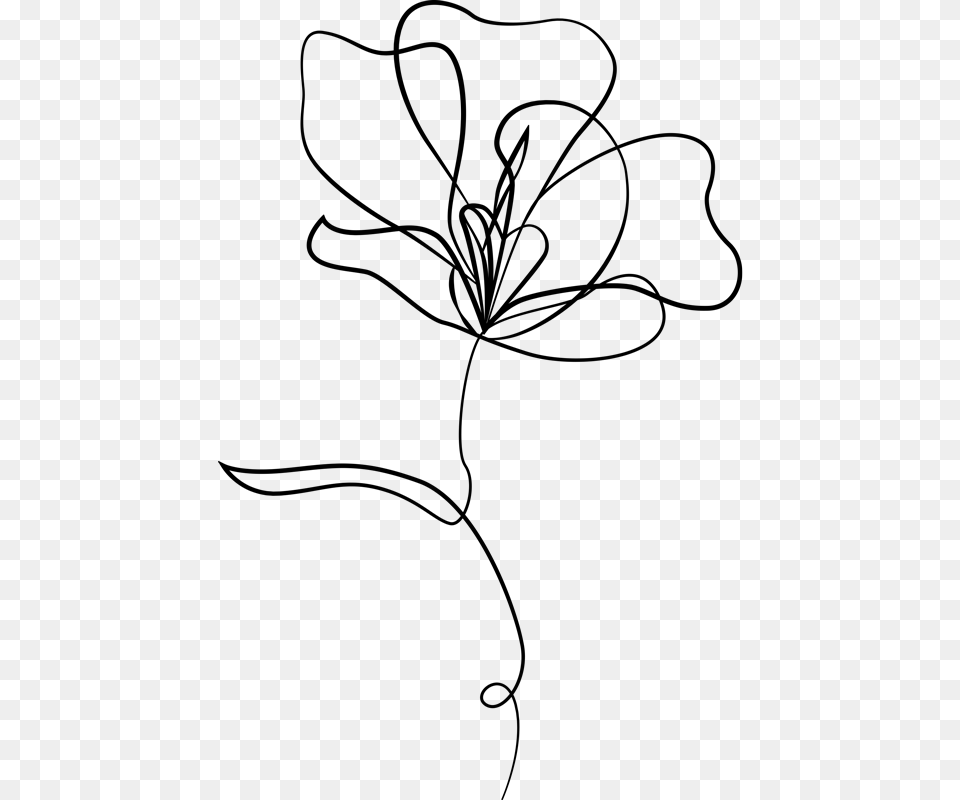 Dibujos Minimalistas De Flores, Gray Png