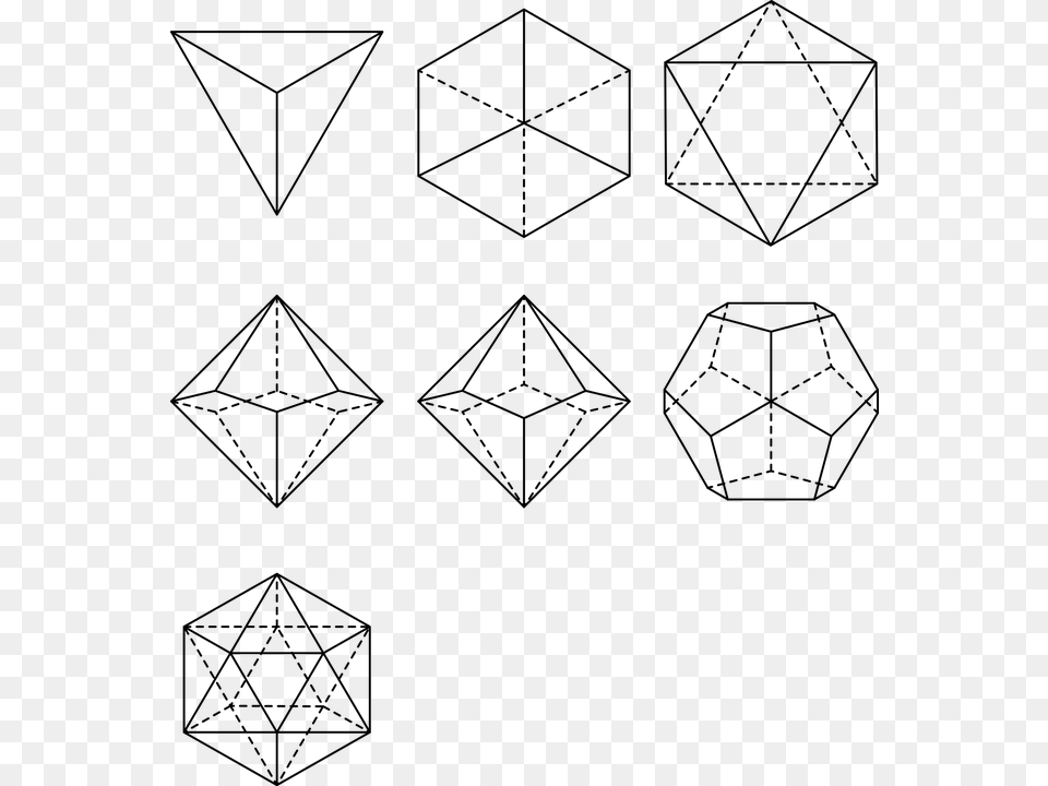 Dice Platonic Solids Polyhedral D4 D6 D12 D10 Polyhedral Dice Vector, Gray Free Png Download