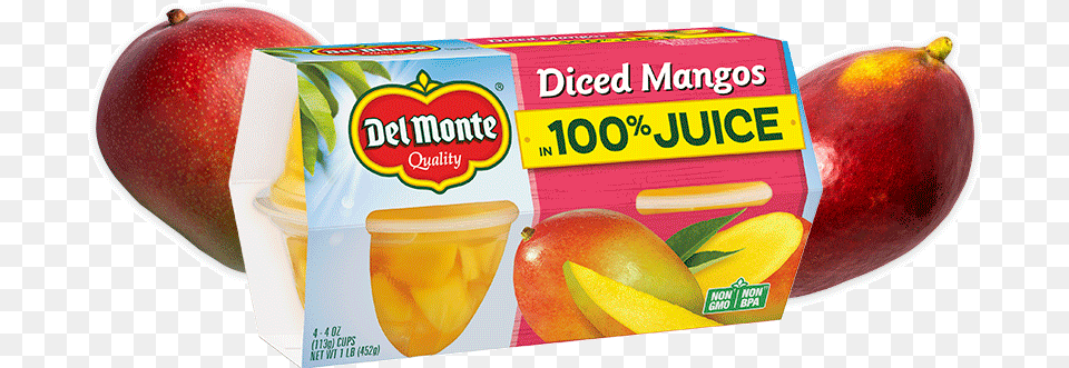 Diced Mangos In 100 Juice Fruit Cup Snacks Monte, Food, Plant, Produce, Peach Free Png