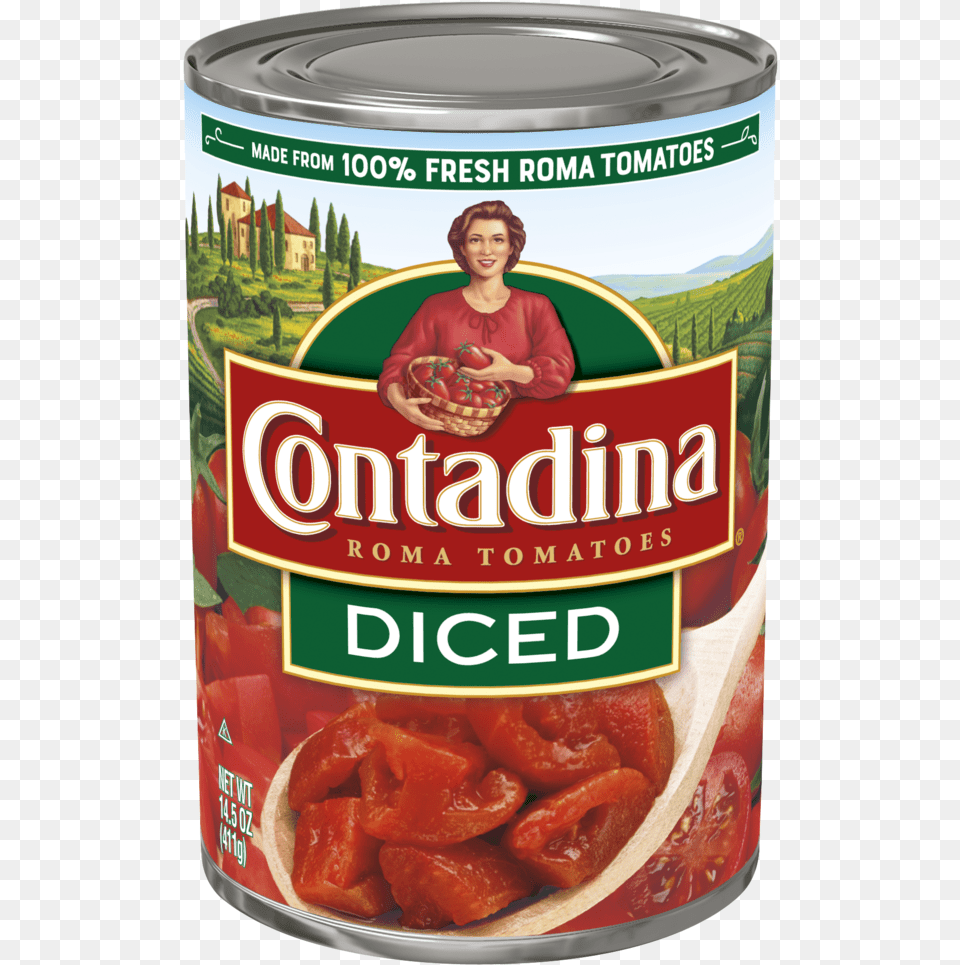 Diced Tomato Contadina Tomato Sauce, Adult, Tin, Person, Food Png Image
