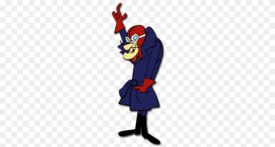 Dick Dastardly Holding Arm Up, Clothing, Coat, Cartoon, Person Free Png Download