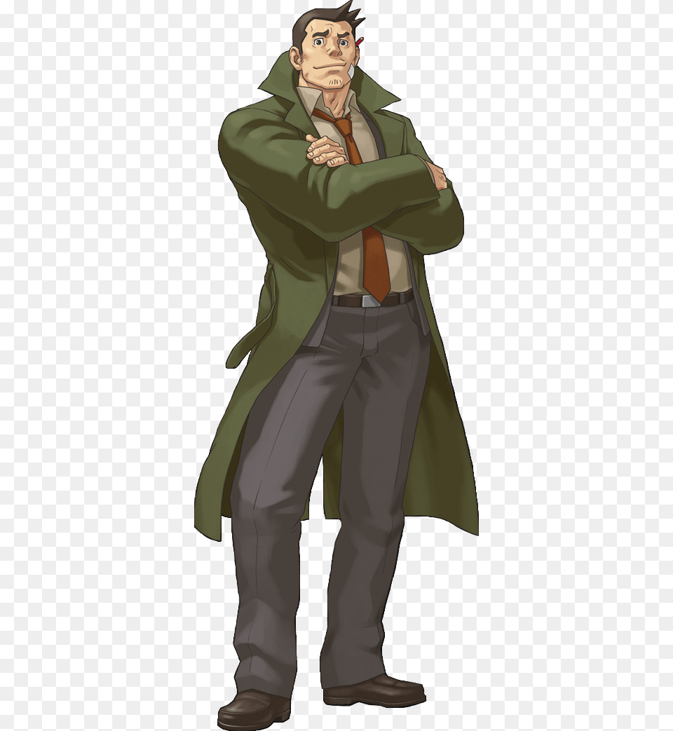 Dick Gumshoe Ace Attorney, Clothing, Coat, Adult, Person Png Image