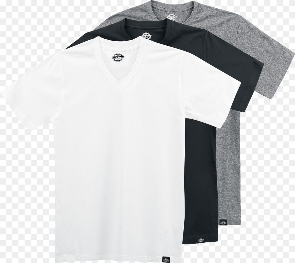 Dickies Multi Colour V Neck Black Grey White T Shirt T Shirt, Clothing, T-shirt, Sleeve, Undershirt Free Transparent Png