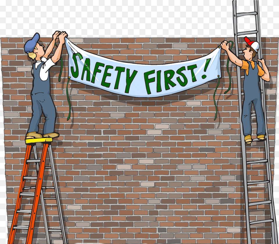 Did You Know That Ladders Are Probably One Of The Most Stand Firm On Safety, Banner, Brick, Text, Person Free Png Download