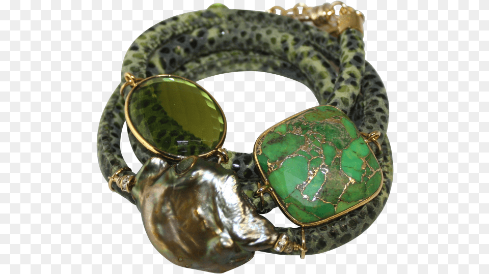 Didaj Olive Green Snake Italian Wrap Leather Bracelet Bracelet, Accessories, Gemstone, Jewelry, Ornament Png Image