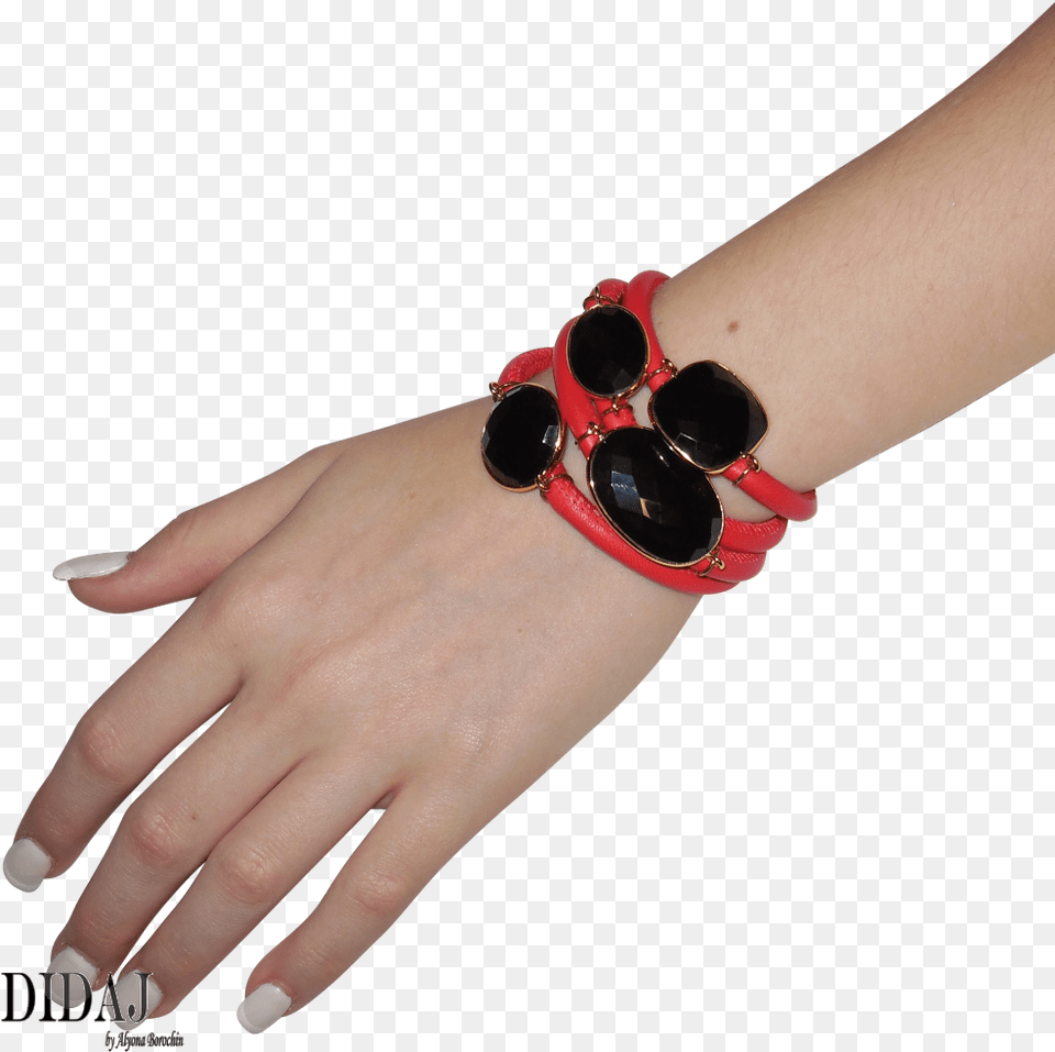 Didaj Red Italian Wrap Leather Bracelet With Faceted Bracelet, Accessories, Jewelry, Body Part, Hand Png Image