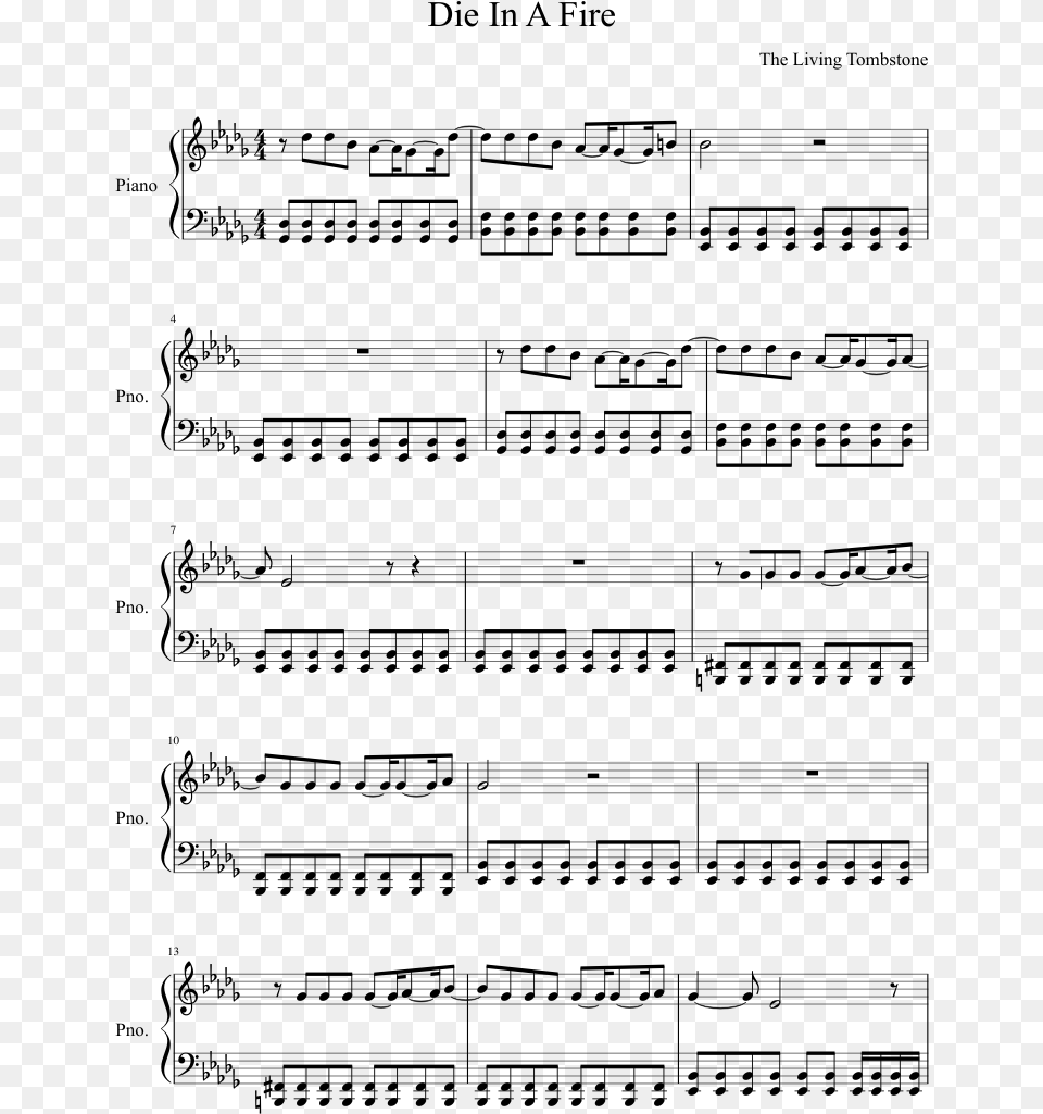 Die In A Fire The Living Tombstone Sheet Music For Slavonic March Piano Sheet Music, Gray Png