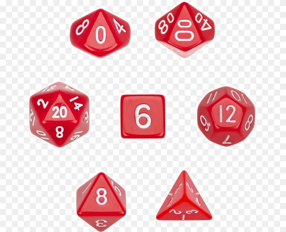 Die Polyhedral Dice Set In Velvet Pouch Opaque Red 7 Die Polyhedral Dice Set Solid Red, Game, Road Sign, Sign, Symbol Free Transparent Png