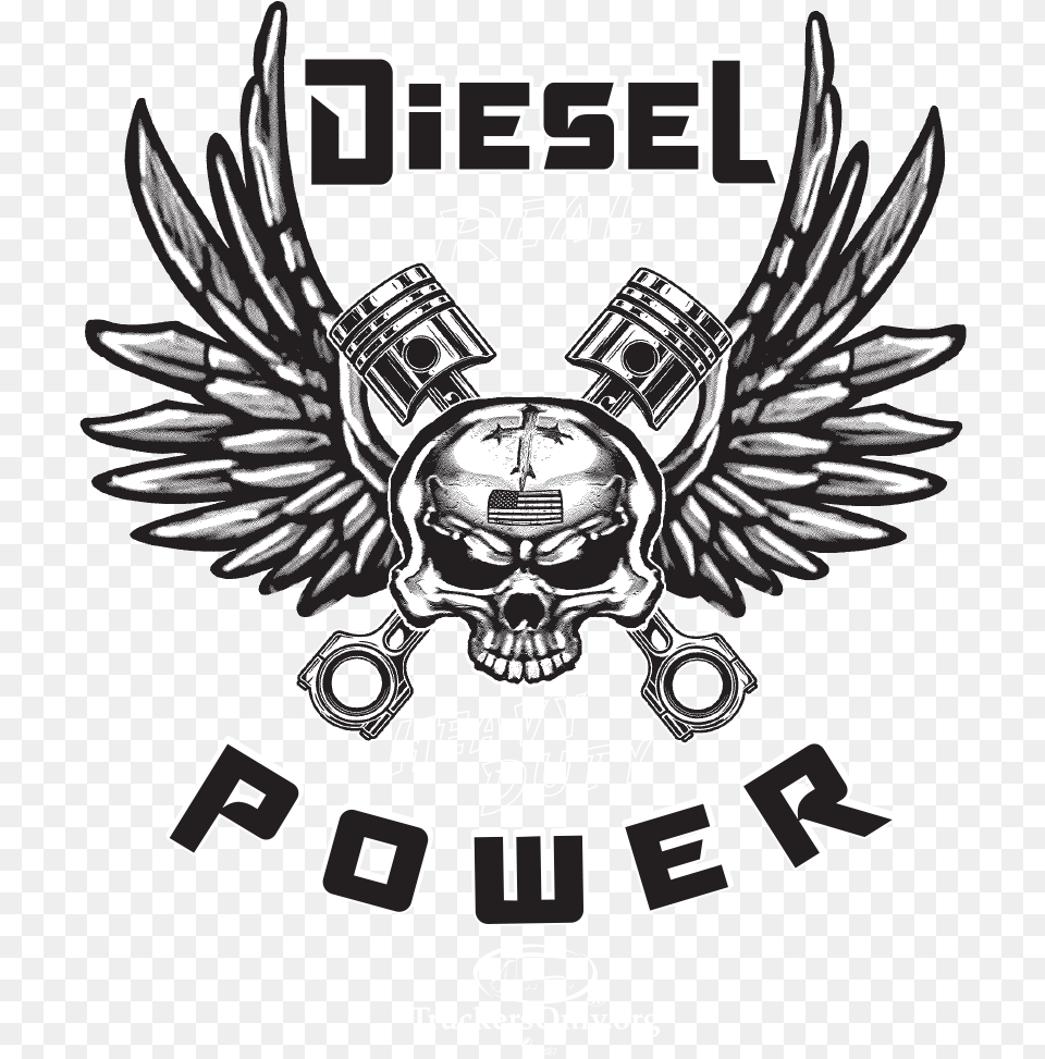 Diesel Power Skull Emblem, Symbol, Logo, Advertisement, Poster Free Png