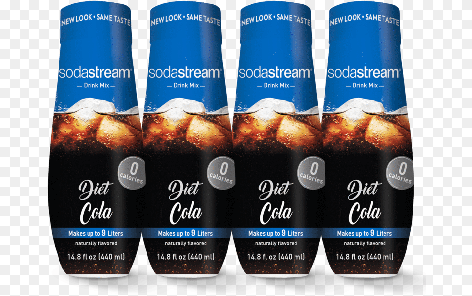 Diet Cola 4 Pack Soda Stream Flavors Diet, Alcohol, Beer, Beverage, Bottle Png Image