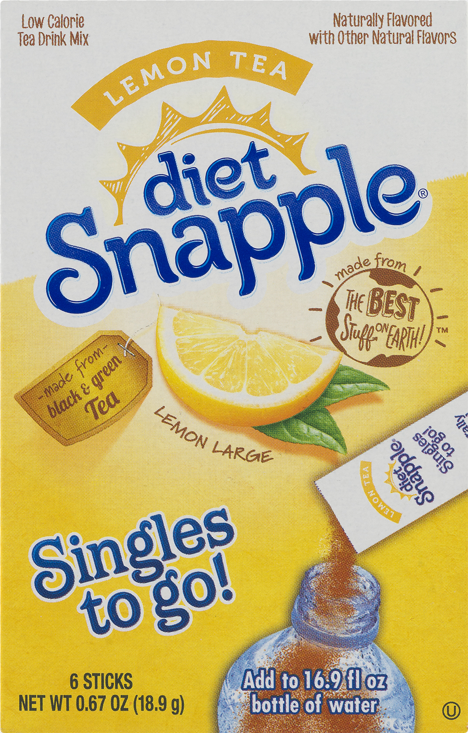 Diet Snapple Drink Mix Lemon Tea 6 On The Go Sticks Snapple Diet Peach Tea Png Image