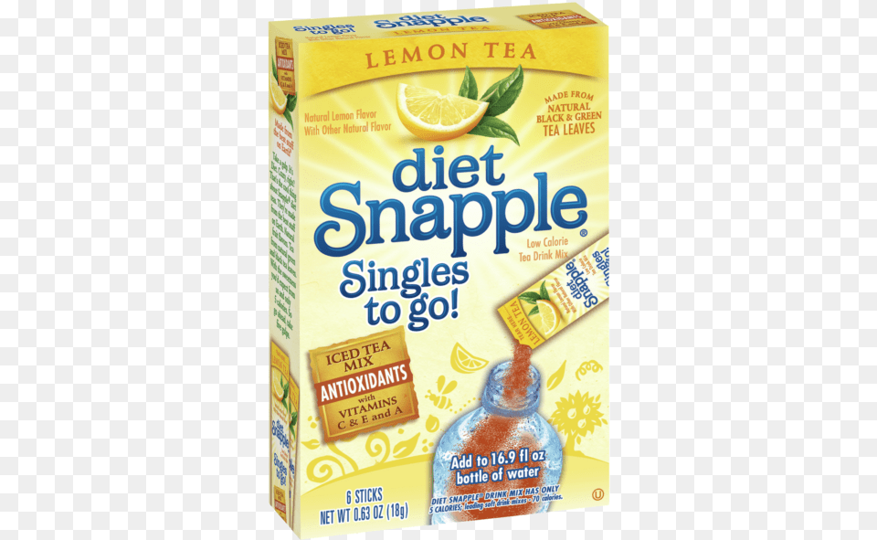 Diet Snapple Lemon Tea Singles To Go, Beverage, Herbal, Herbs, Plant Png Image