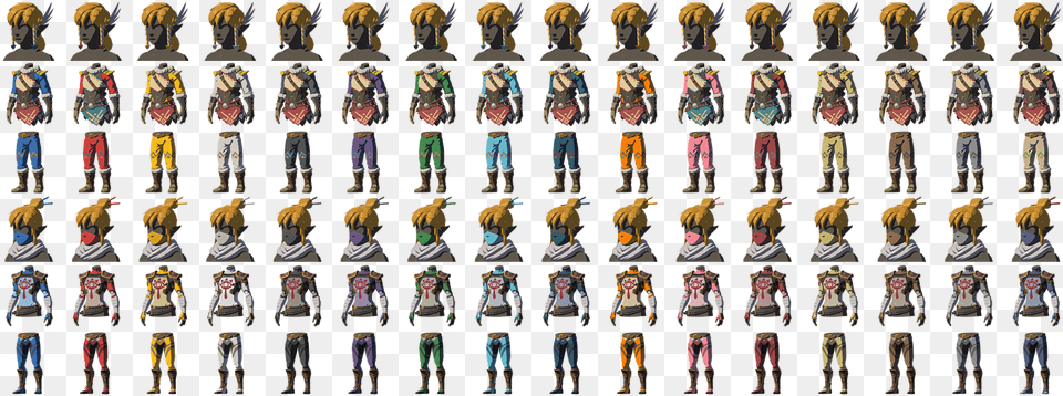 Different Armor And Classic Sheik Outfit The Legend Of Zelda Breath Of The Wild, Art, Collage, Person, Doll Free Transparent Png