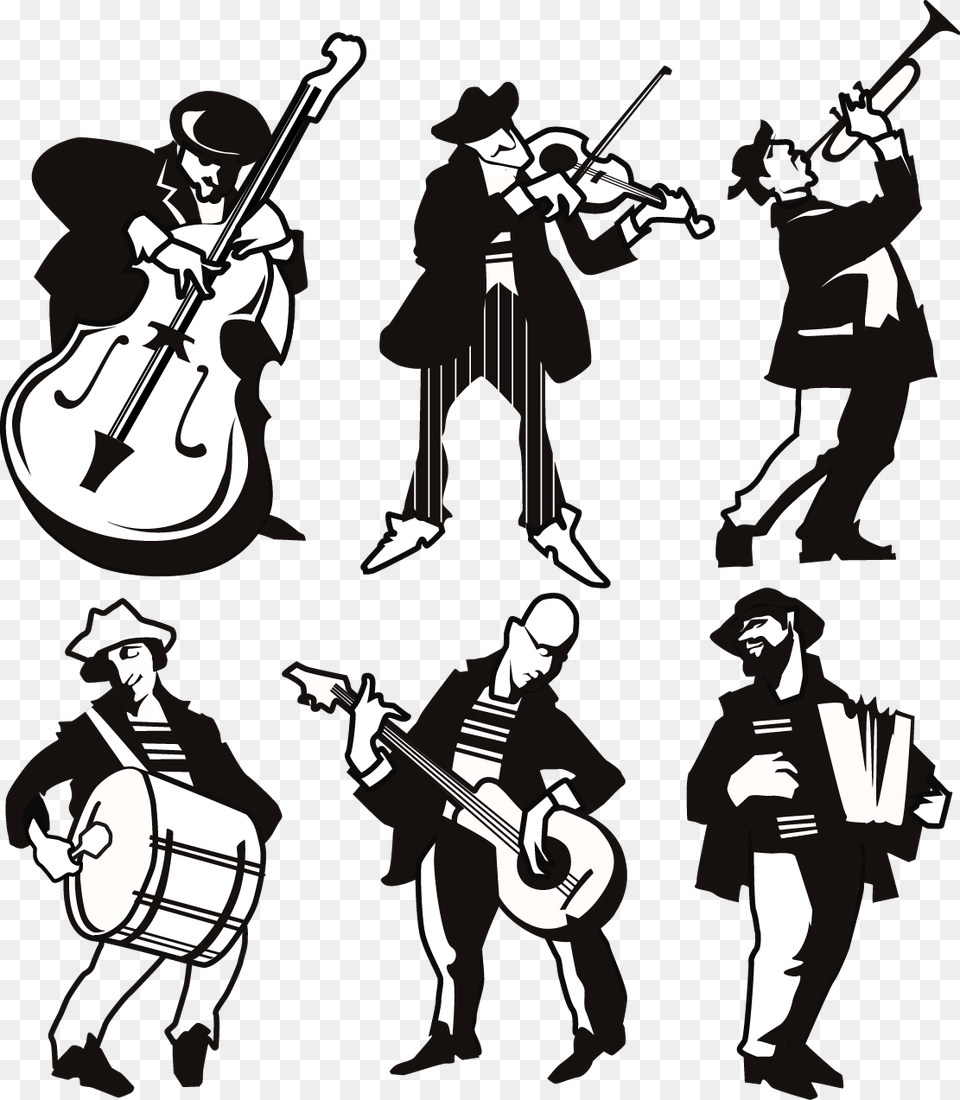 Different Musicians Silhouette Figuras De Musicos, Person, Performer, Group Performance, Musician Png