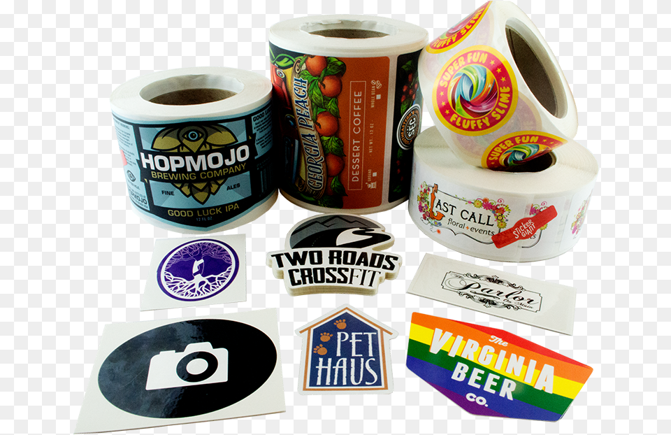Different Types Of Custom Stickers And Labels Printed Custom Labels, Paper, Can, Tin, Towel Free Png
