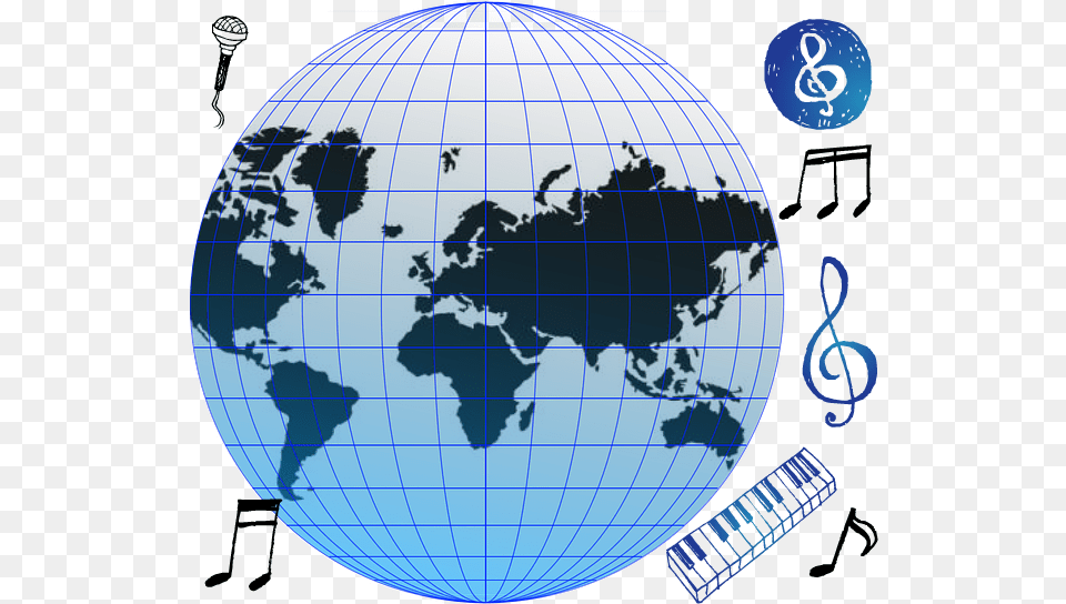 Different Types Of Music Around The World Music Around The Globe, Sphere, Astronomy, Outer Space, Planet Png
