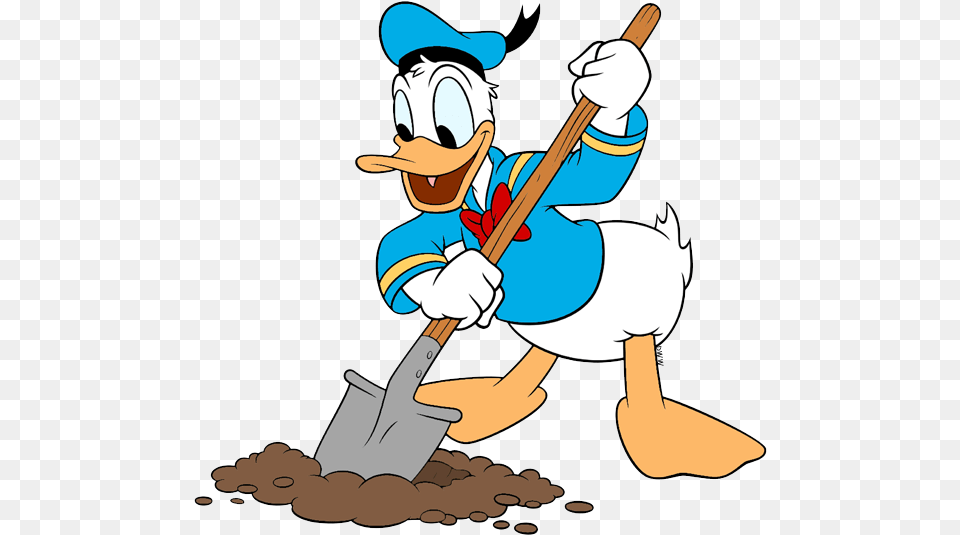 Dig Clipart Donald Duck With A Shovel, Cleaning, Person, Device, Head Free Png