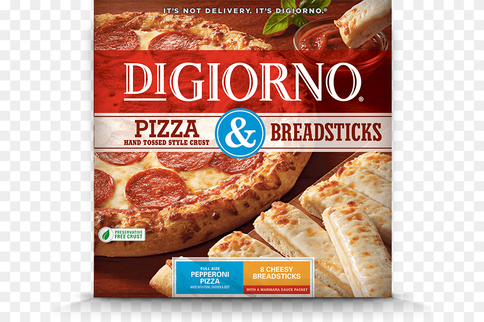 Digiorno Pepperoni Pizza And Breadsticks, Advertisement, Food, Poster, Sandwich Png