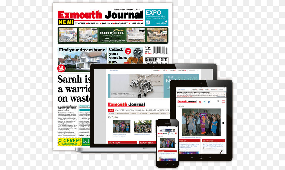 Digital And Print Advertising Exmouth Journal Web, Electronics, Mobile Phone, Phone, Person Free Png