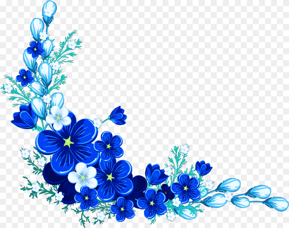 Digital Flower Frame Blue Border Art, Floral Design, Graphics, Pattern Free Transparent Png