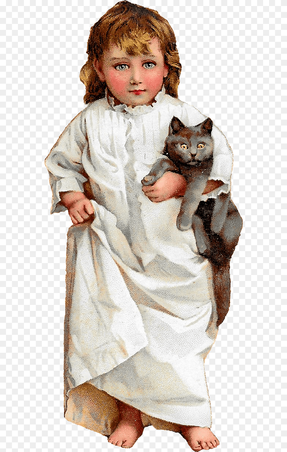 Digital Girl Holding Cat Image Gicle Druck Humphrey39s Girl With Cat 1894, Female, Person, Child, Toy Free Png Download
