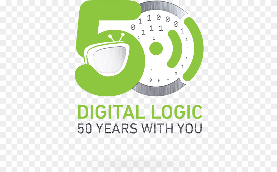 Digital Logic Celebrates 50 Years In Business Graphic Design, Text, Green, Disk Free Transparent Png