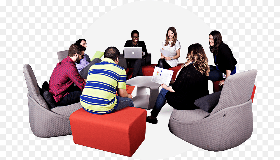Digital Marketing Agency Rise Interactive People Sitting Around Table, Adult, Person, Woman, Furniture Png Image