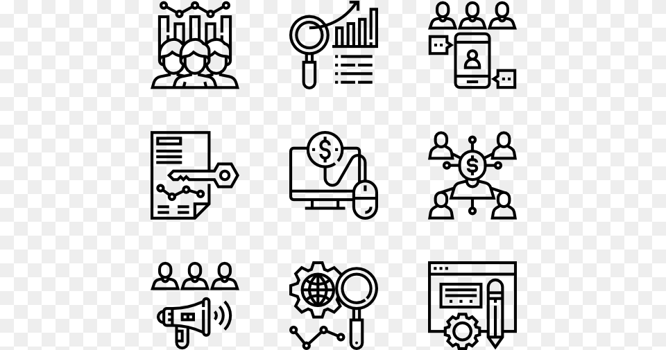 Digital Marketing Artificial Intelligence Icons, Gray Free Png