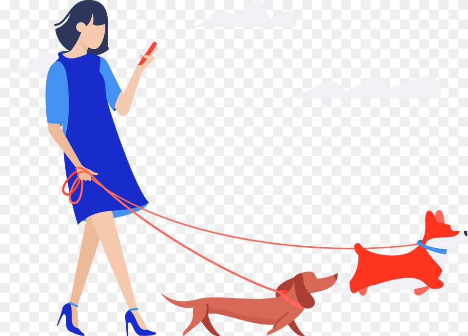 Digital Marketing Solutions Woman Walking Two Dogs, Accessories, Strap, Person, Female Free Transparent Png
