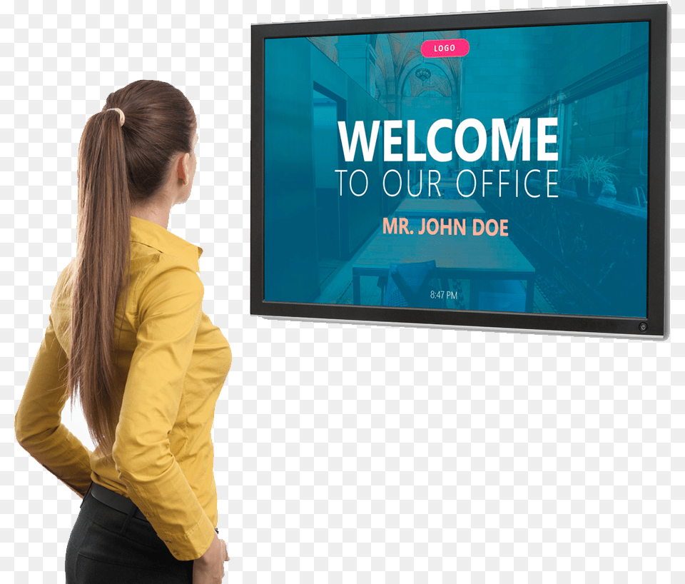 Digital Screen In Office, Adult, Tv, Person, Monitor Png Image