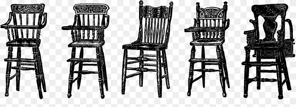 Digital Stamp Design Free Vintage Furniture Images Clipart Of Chairs In Row Black And White, Gray Png Image