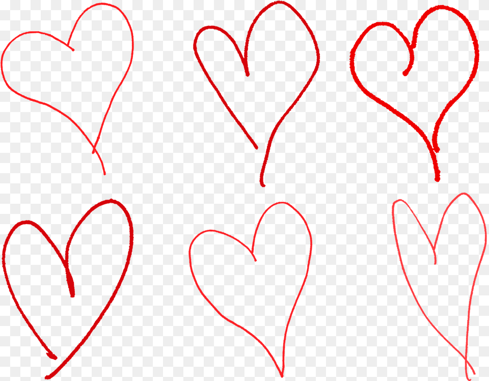 Digital Valentine Hearts Collage Sheet Downloads Heart Outline Hand Drawn Free Png Download