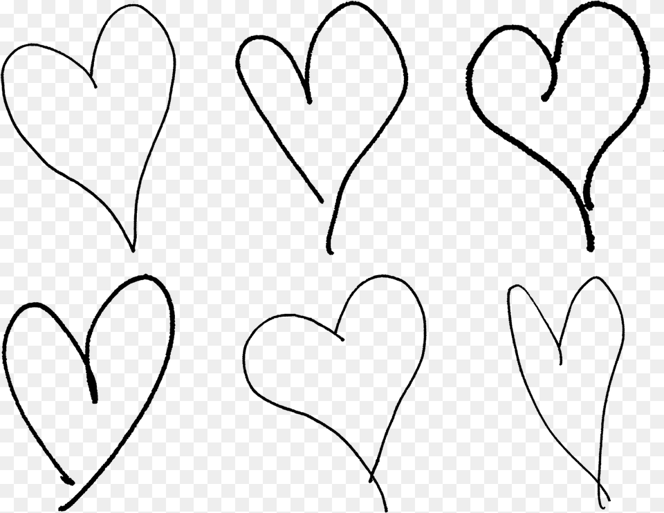 Digital Valentine Hearts Collage Sheet Downloads Transparent Background Hand Drawn Heart, Silhouette, Person Free Png Download