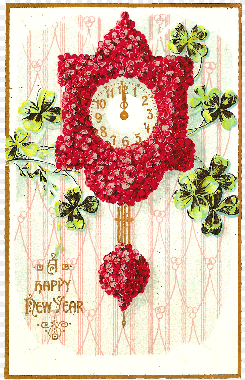 Digital Vintage New Year39s Greeting Postcard With Red New Year S Wishes And Flowers, Envelope, Greeting Card, Mail, Plant Free Png