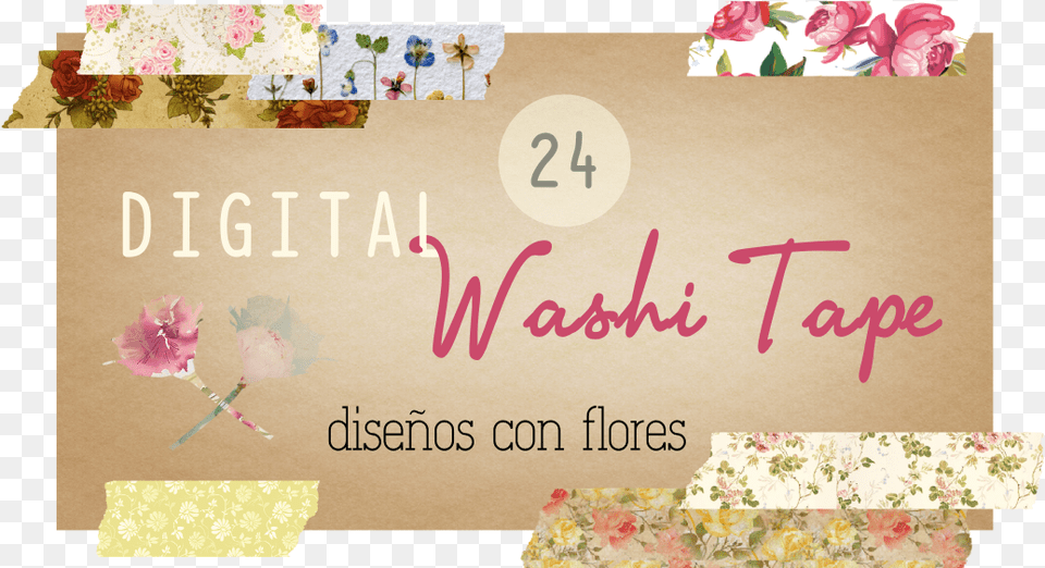 Digital Washi Tape Florales Pressed Flowers, Envelope, Greeting Card, Mail, Flower Png
