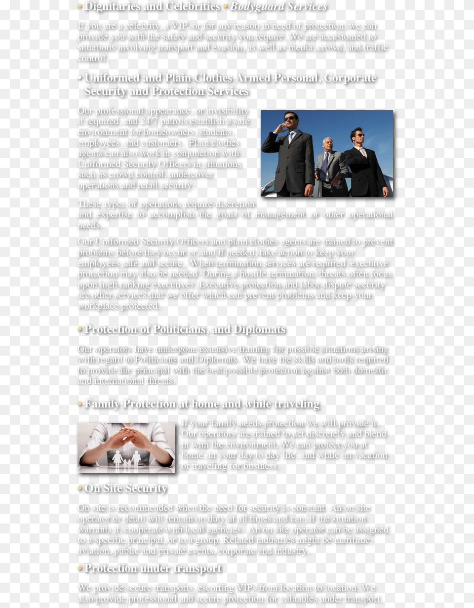 Dignitaries And Celebrities Bodyguard Servicesif Brochure, Advertisement, Adult, Poster, Person Png Image