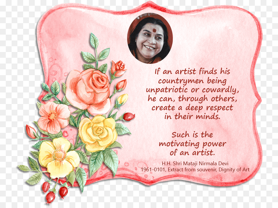 Dignity Of Art Shri Mataji Nirmala Devi Mothers Day Tea, Greeting Card, Rose, Envelope, Plant Free Png Download